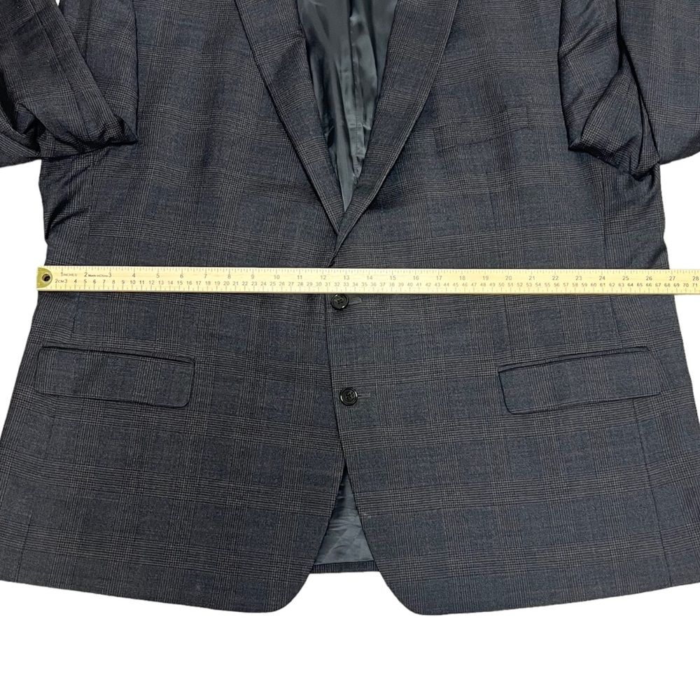 Ralph Ralph Lauren Blazer Jacket Mens 54R Plaid Wool Spandex Dark Gray 56” Chest - Picture 7 of 10